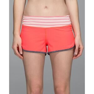 Lululemon Speed Low Rise Running Athletic Shorts Coral Striped Size 4